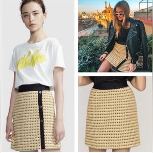 MAJE JISIDORE METALLIC COTTON-BLEND TWEED MINI SKIRT IN YELLOW

SIZE 40